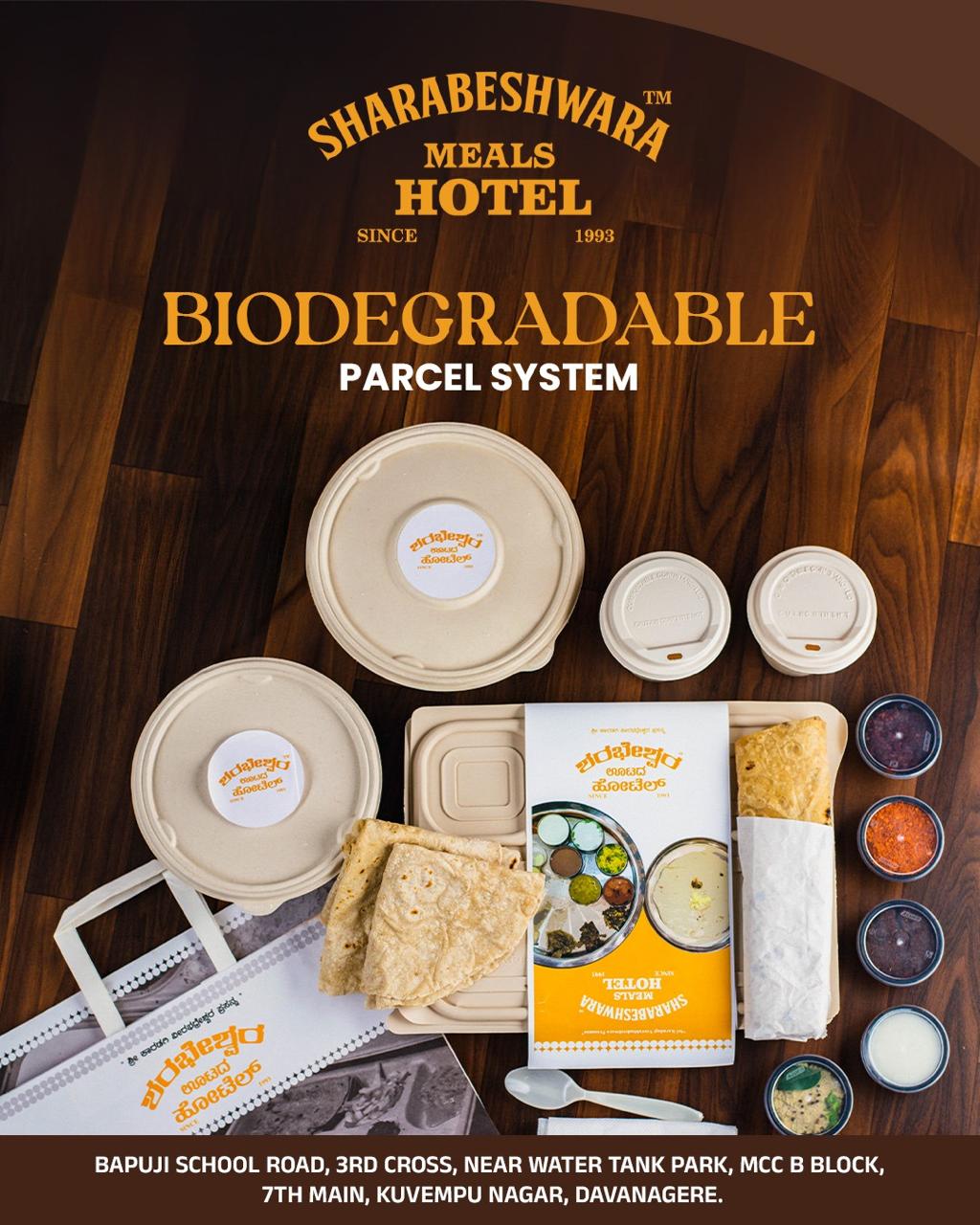 Sharabeshwara Foods embraced a zero-waste philosophy, introducing biodegradable parcel packaging
